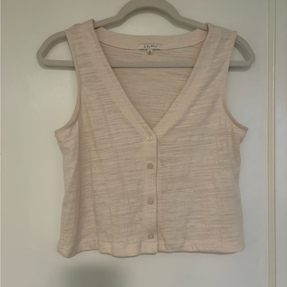 Z Supply Cream Button-Down Tank Top